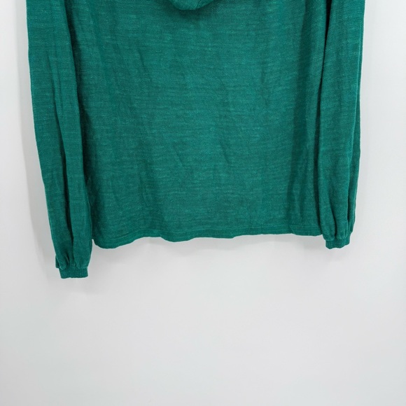 Free People Optimistic Linen Blend Green Hoodie Sweater Size Small Long Sleeves - Picture 10 of 11